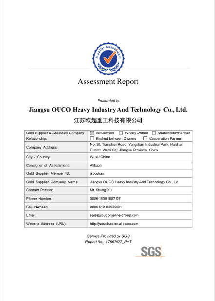 الصين Jiangsu OUCO Heavy Industry and Technology Co.,Ltd الشهادات